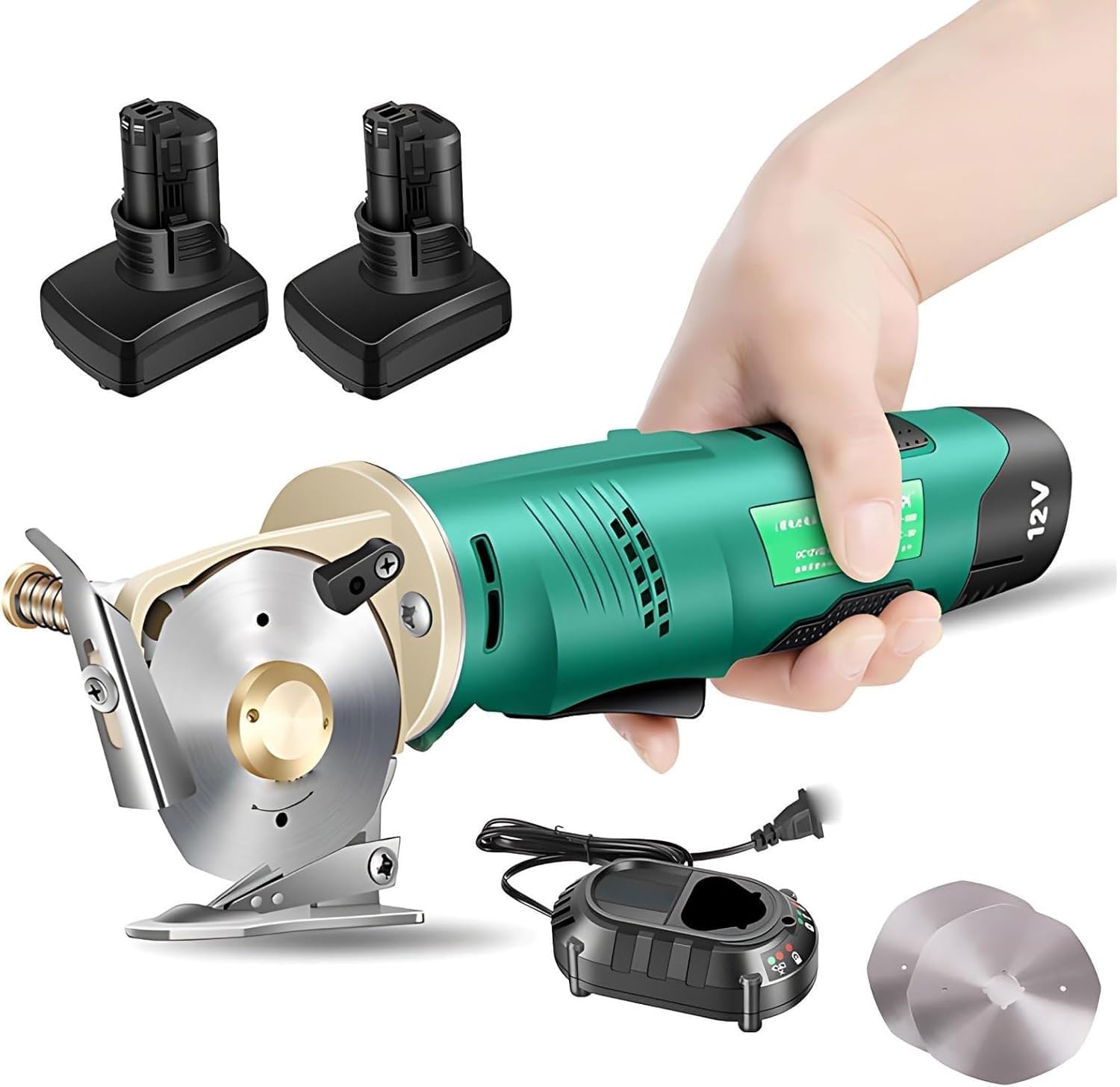 Ciseaux à tissu électriques sans fil 90mm avec 2 têtes de rechange
