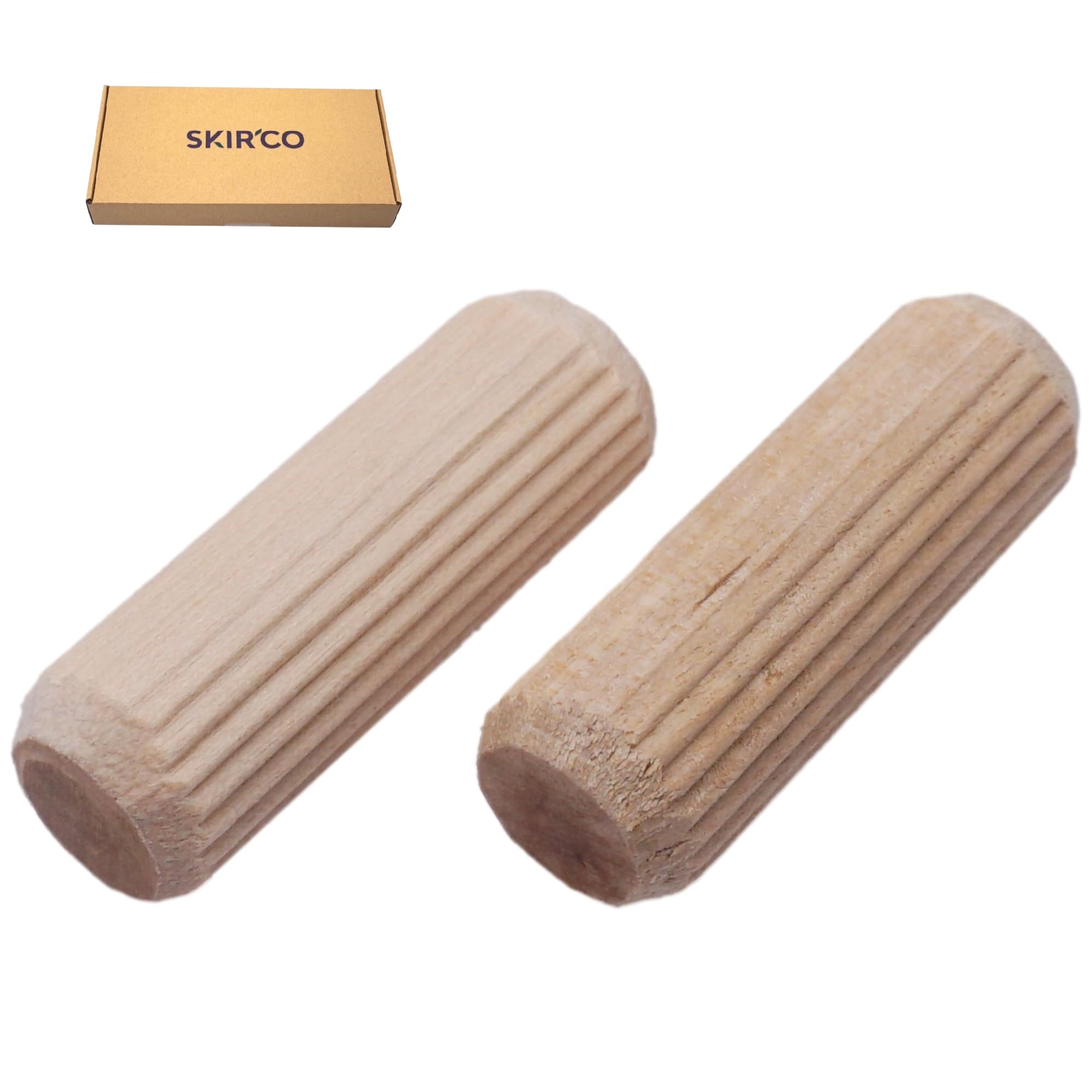 SKIR'CO (50 pezzi) Tasselli in Legno 12 x 35 mm, Tappi in Legno Scanalati, Perni Scanalati per Mobili, Tasselli Scanalati