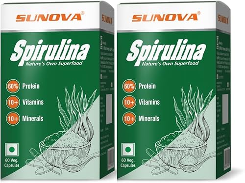 Sunova Espirulina orgánica 60 cápsulas paquete de 2