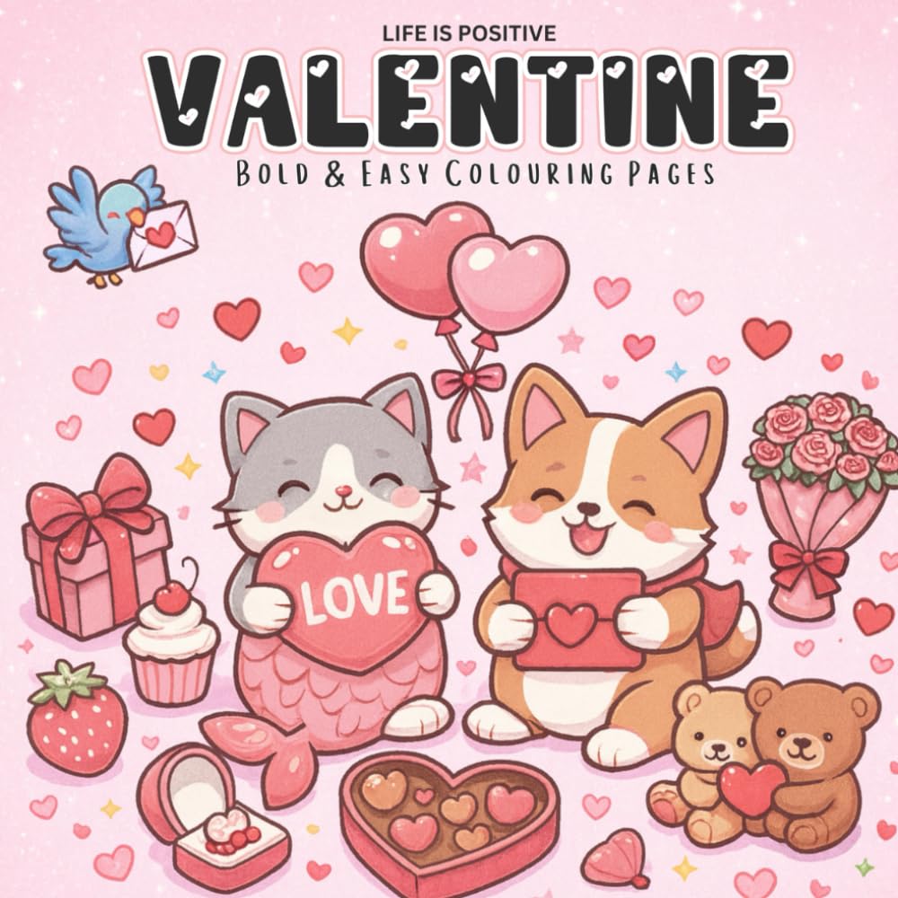 Valentine’s Day Animals Coloring Book: Cute Animals, Hearts, And Love-themed Pages (Bold & Easy)
