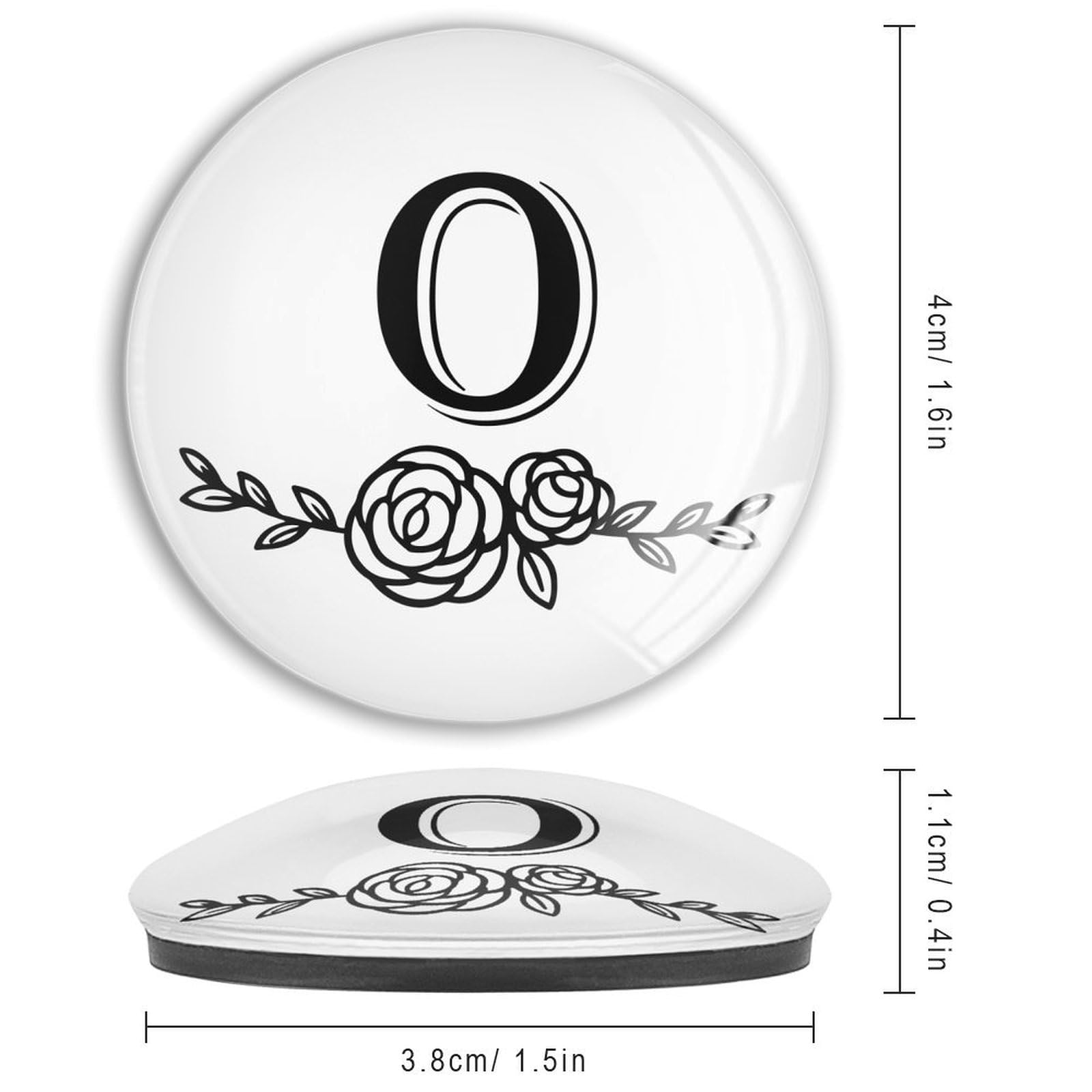 Glas-Kühlschrankmagnete, Monogramm, Blumenkranz, starke Magnete, Monogramm-Buchstabe, starker Magnet, perfekter Whiteboard-Magnet für Schrank, Geschirrspüler, Schrank, Spind, 4 Stück