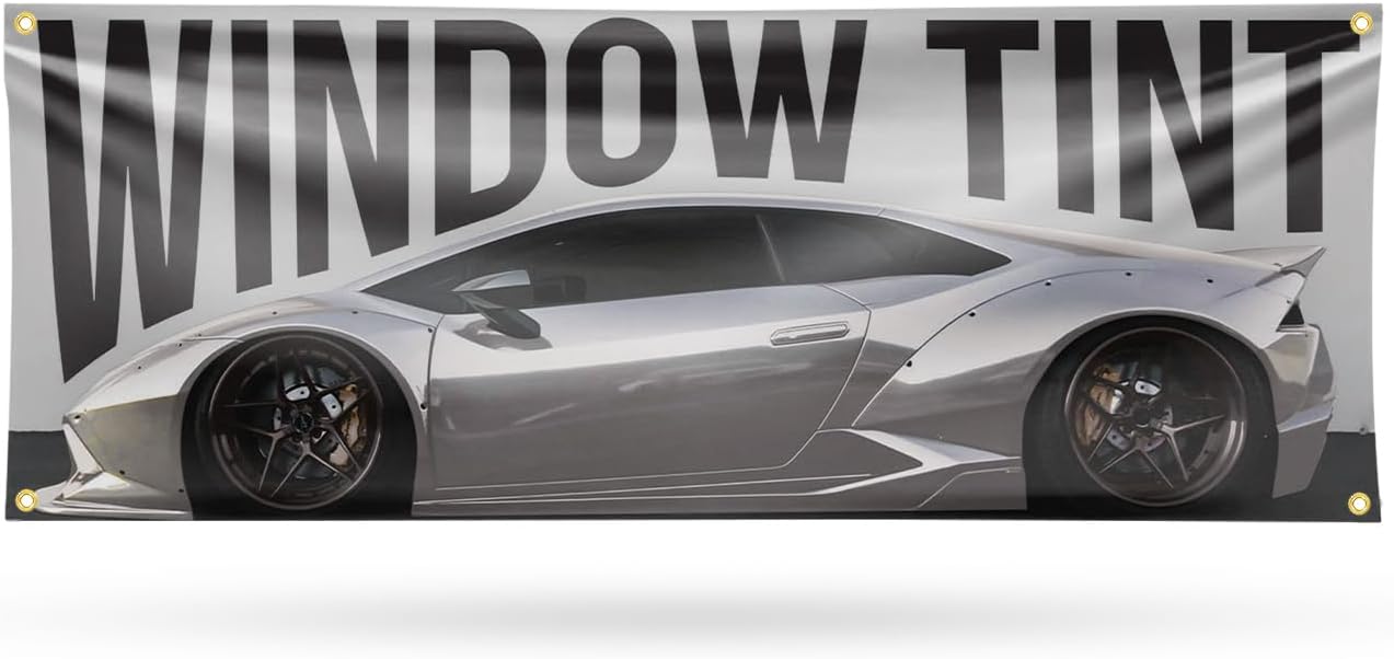 Window Tint Banner Sign 18 Inch x 48 Inch | 13 oz Vinyl with Metal Grommets | Heavy-Duty Single-Sided Outdoor Durable Printed High-Quality Weatherproof | Made in the USA