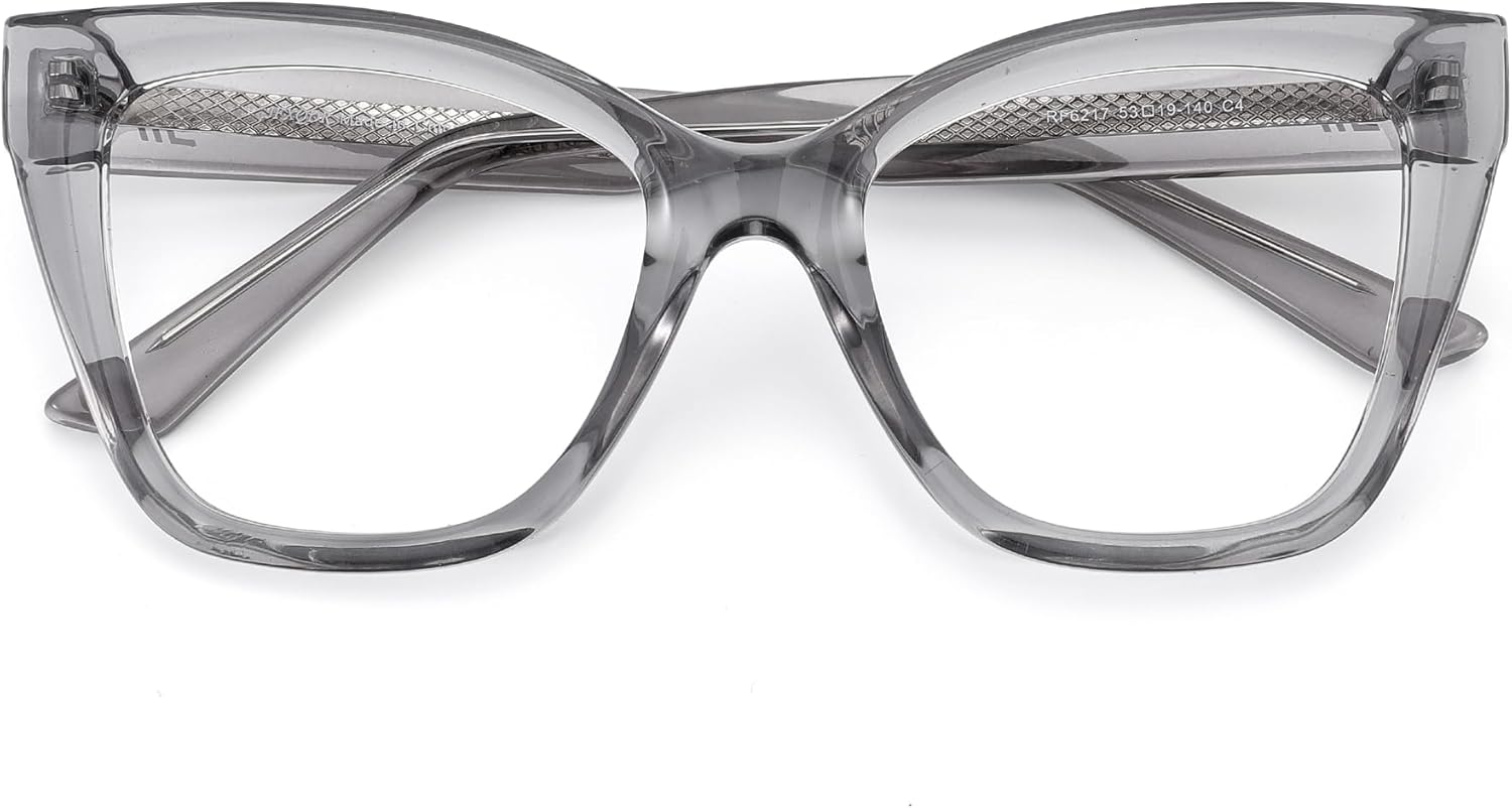 Women's Oversized Blue Light Blocking Glasses, Cat Eye Computer Gaming Glasses Anti Eyestrain & UV Glare RF6217 (Smoke Grey Cateye Frame) - Image 7