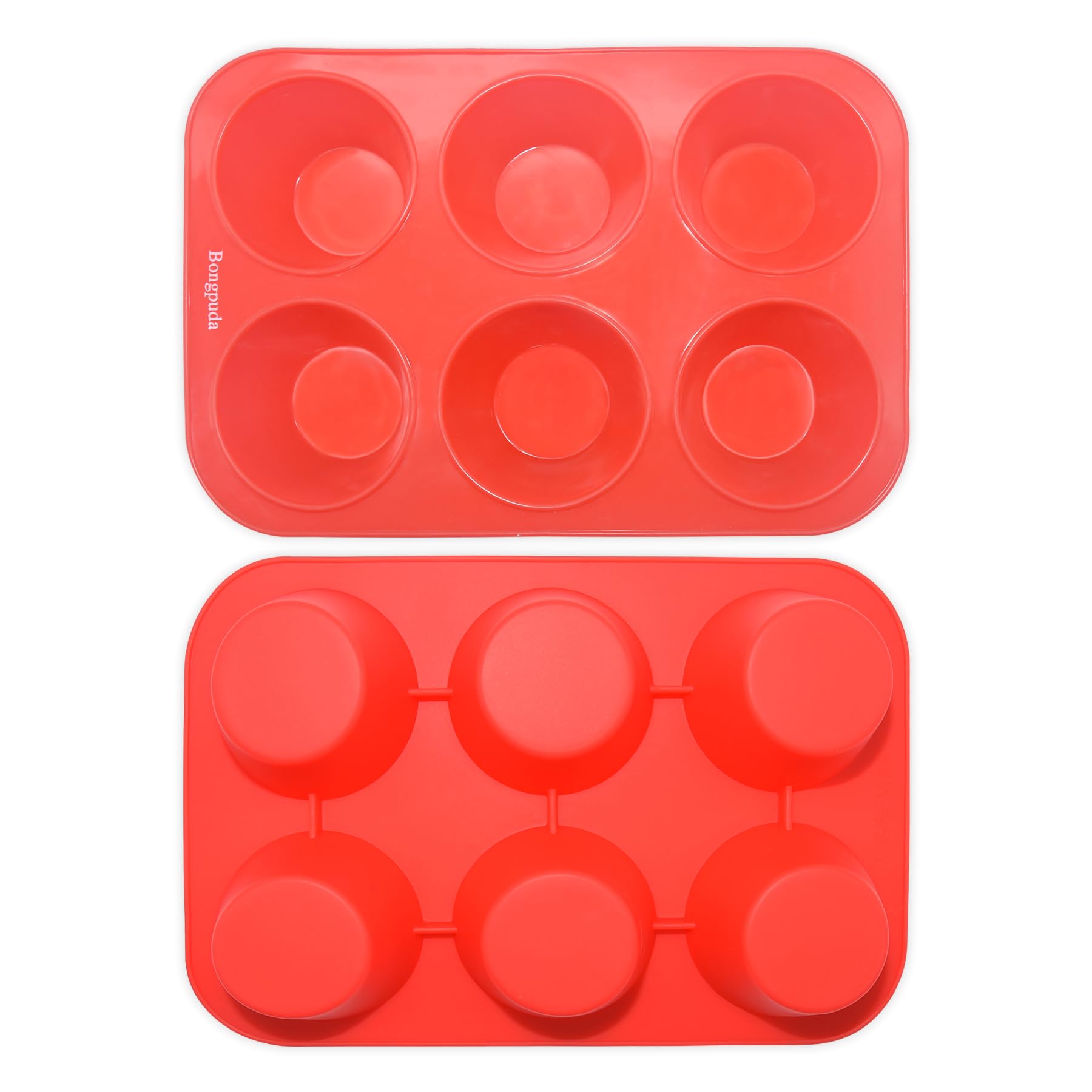 Molde para magdalenas de silicona antiadherente, 6 tazas, molde de silicona de grado alimenticio para magdalenas grandes y mini pasteles, cada taza tiene capacidad para 5 onzas, 2 unidades