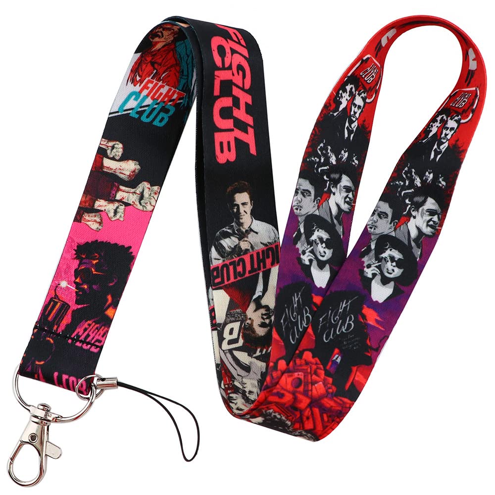 Pinstant Fight Club Brad Pitt Edward Norton David Fincher 90s Movie 17.7" Neck Lanyard Keychain Holder ID Badge Mobile Phone Pin Strap