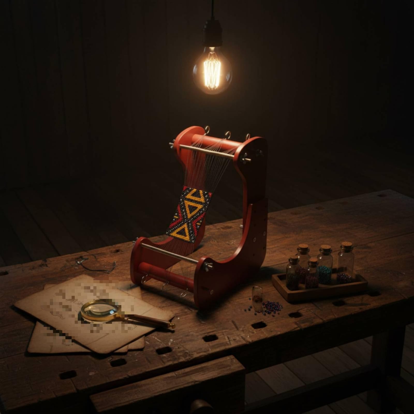 FytStycale Telaio per Perline per Bracciali per Collane per Cinture in Legno Liscio con Struttura Regolabile Viti Tendifilo Adatto Principianti Artigiani Casa Laboratorio