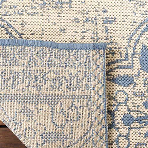 Tapete rectangular 6'7" x 9'2" azul y crema miniatura 5