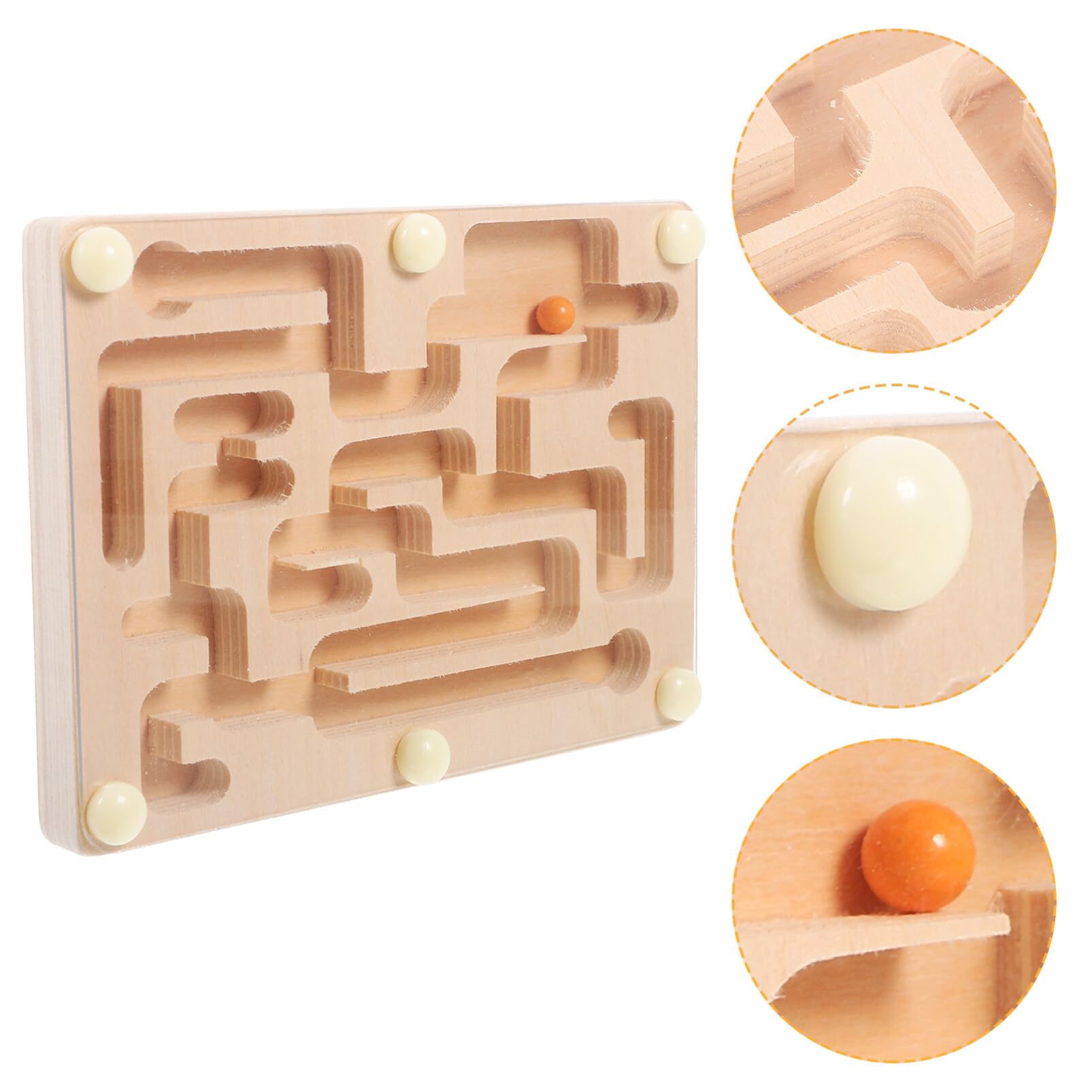 UPKOCH Wooden Labyrinth Board Game, Marble Maze with Two Metal Balls, Brain Teaser Puzzle for Kids, Teens, and Adults, Montessori Educational Toy for Sensory and Cognitive Development, 14.2x10.3cm