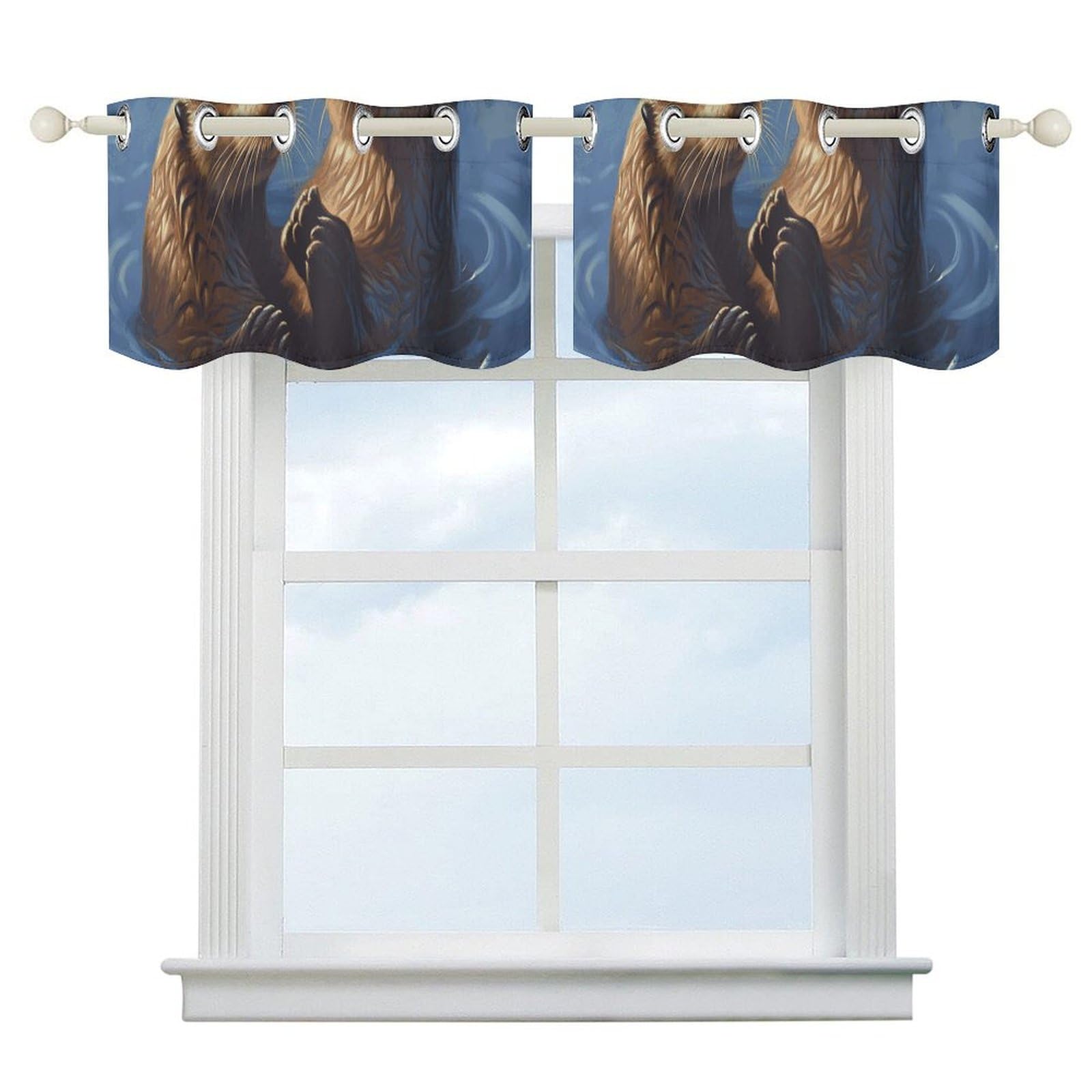 Rideaux de cuisine isolants contre le soleil Motif loutres marines