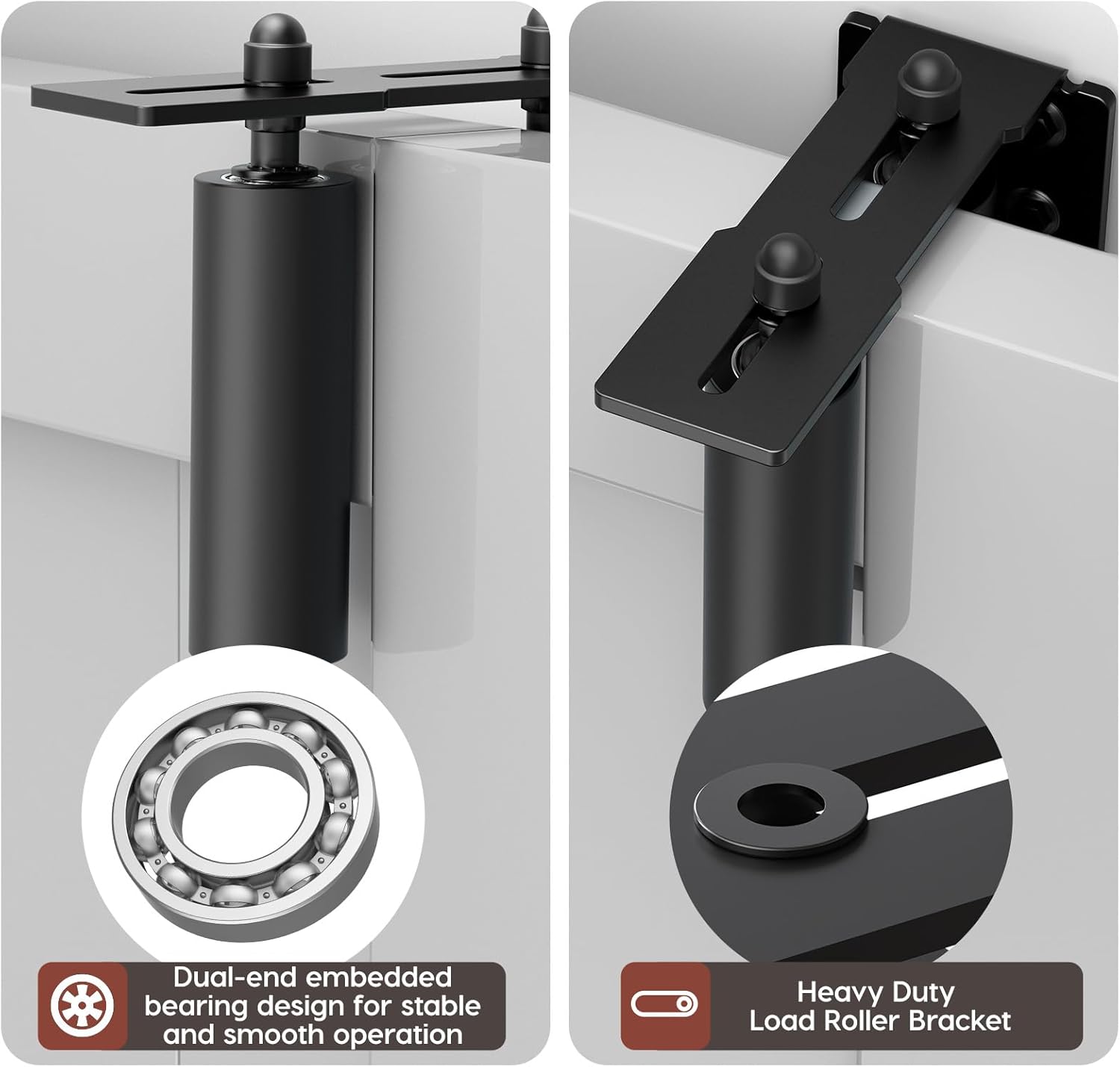 Heavy Duty Slide Gate Roller Guide with L Rear Post Steel Bracket, Sliding Rolling Gate Hardware Kit Support Assembly for Sliding/Rolling/Garage/Wood/Fence Door (Black-2pcs, 6in)
