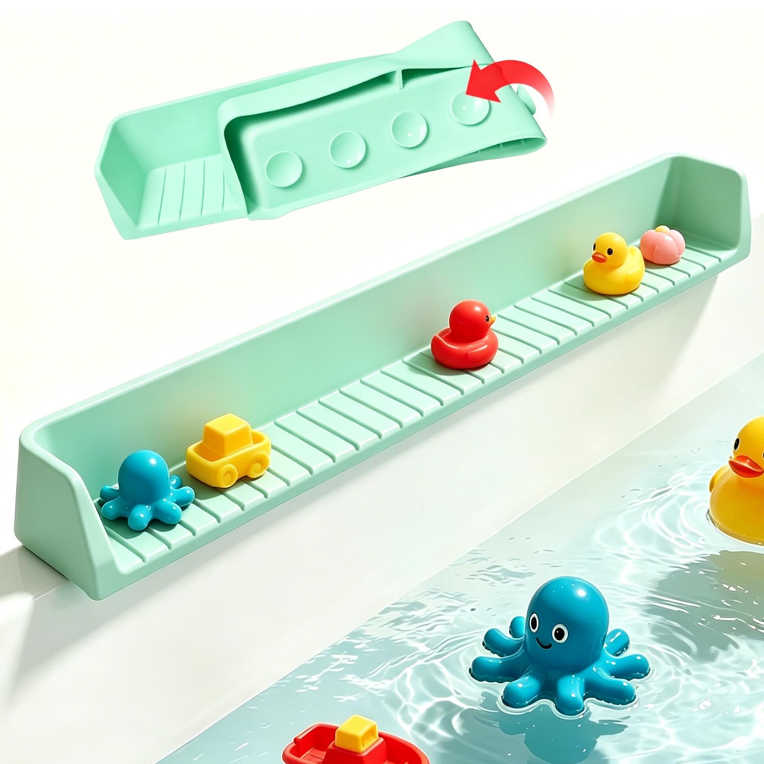 Badewannen-Spritzschutz mit starken Saugnäpfen, Silikon-Spritzschutz für Badewanne, Badespielzeug, Aufbewahrung und Organizer, Regal für Kinder, flexibler Wasserschutz für Badezimmer, Wannenrand und