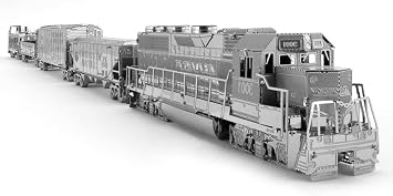 Fascinations Metal Earth Freight Train Box Gift Set 3D Metal Model Kit, Silver