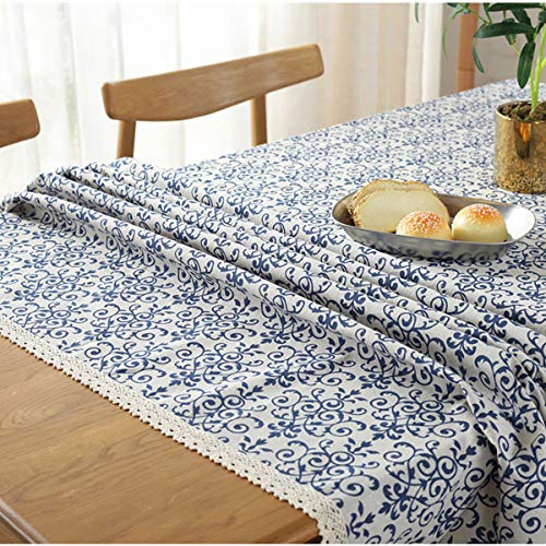 Bringsine Cotton Linen Table Cloth Cover Fabric Vintage Damask Lace Tablecloth For Dinner Picnic Home Decorative (Rectangle/Oblong, 55 X 71) #TOP4