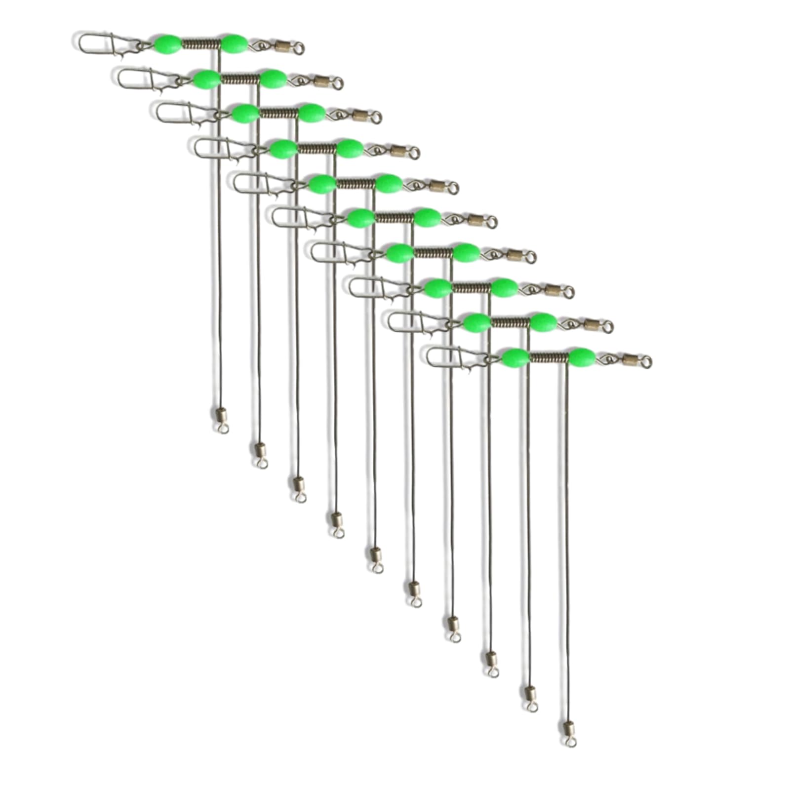 GMBYLBY 10 Pieces Stainless Steel 3 Way T Shape Swivels With Glow Beads T Shape Fishing Line Connectors For Balanced Rigs