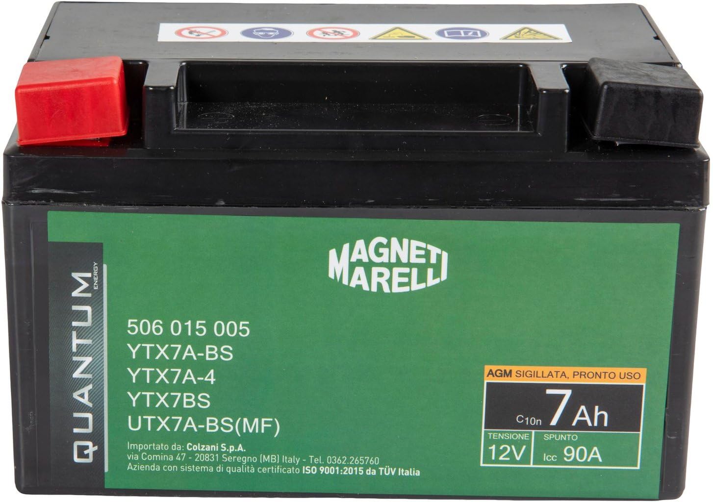 Magneti Marelli Batteria Quantum 7Ah AGM 90A | Batteria Moto 12V Per Scooter E Motocicli | Tecnologia AGM, Avviamento Affidabile, Senza Manutenzione