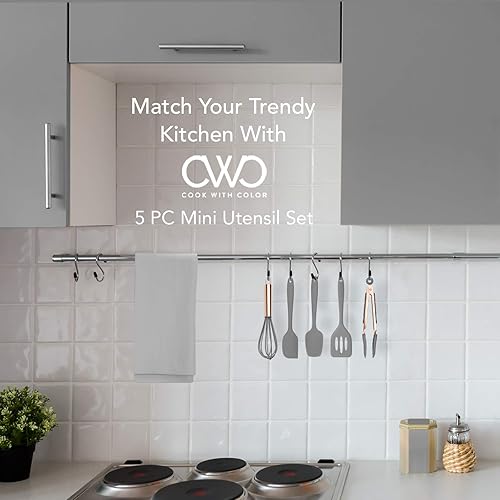 Miniatura 9 de COOK WITH COLOR Juego de cinco mini utensilios de cocina de silicona Aqua y Oro Rosa