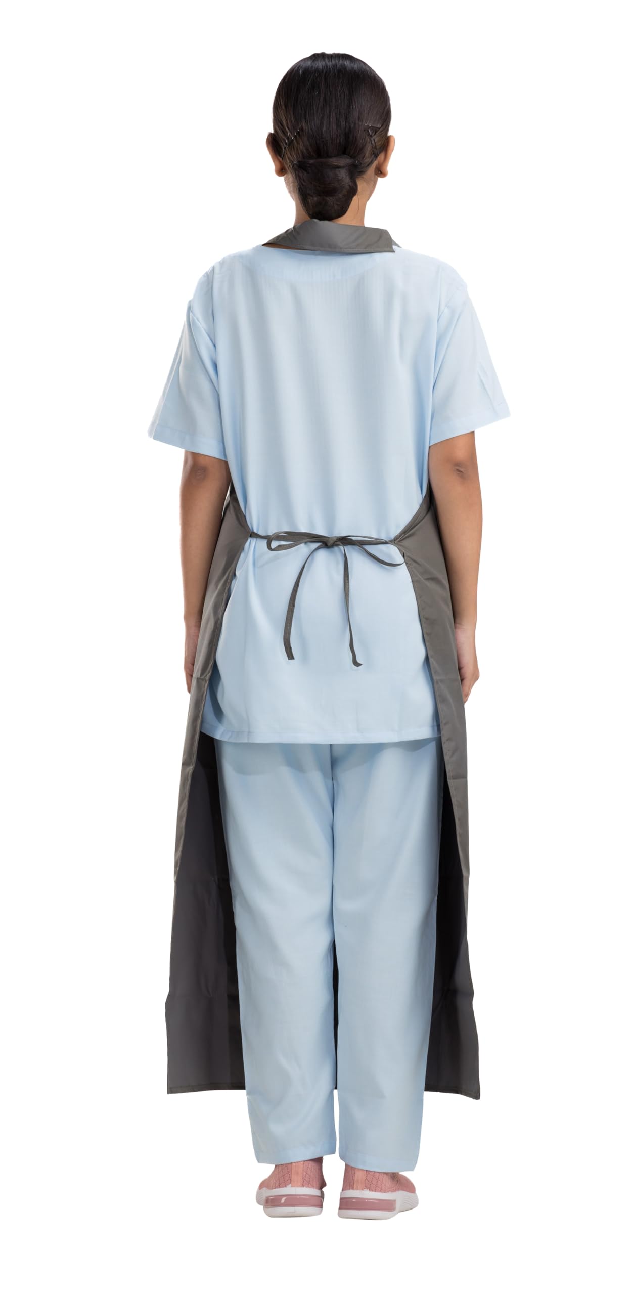 HOSPRIQS Reusable Waterproof Front Apron For Hospital & Home Use Tie-Type | Size - 45”x23” | Grey (Pack Of 1) - Image 4 thumbnail