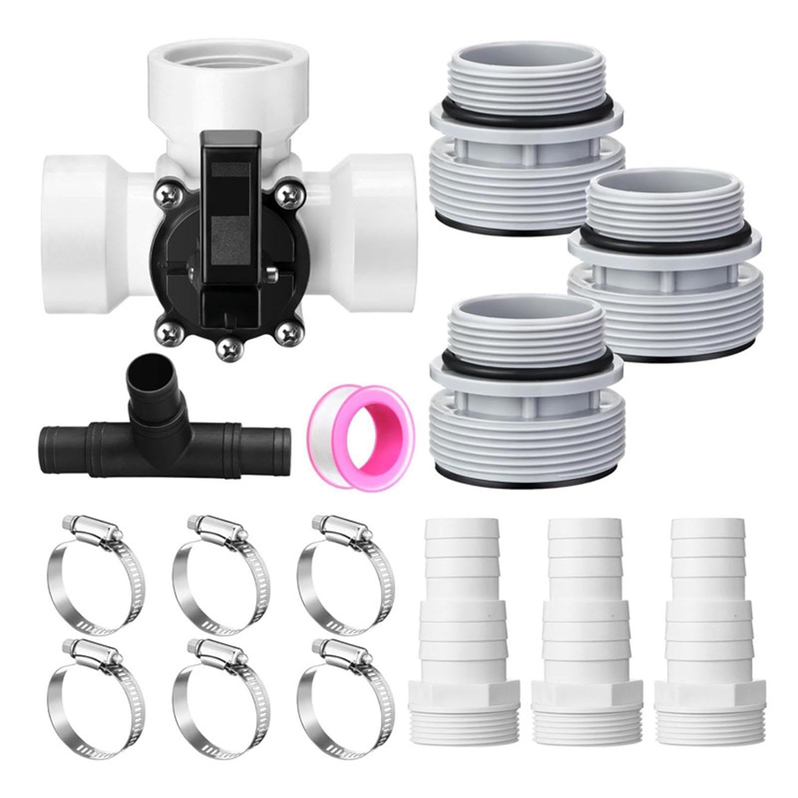 MYCENSE 3 Way Diverter Water Valve Hose Adapter, with Hose Clamps, Premium, Garden Pool Diverter for Garden Pond,Pools and Spas, White