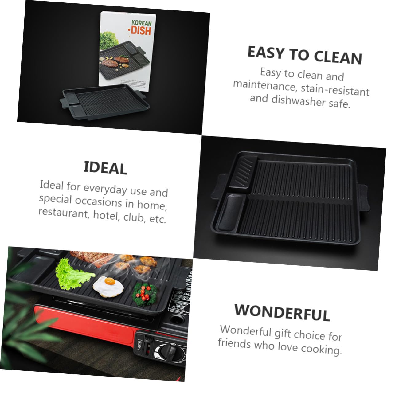 SOIMISS Bandeja Rectangular de Barbacoa Antiadherente para Horno y Gas Resistente al Calor con Orificios para Drenaje de Aceite Herramienta para Asados al Aire
