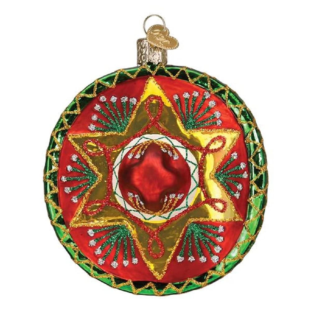 Old World Christmas Sombrero Glass Blown Ornament for Christmas Tree, Handcrafted Holiday Decoration, Fiesta Collection
