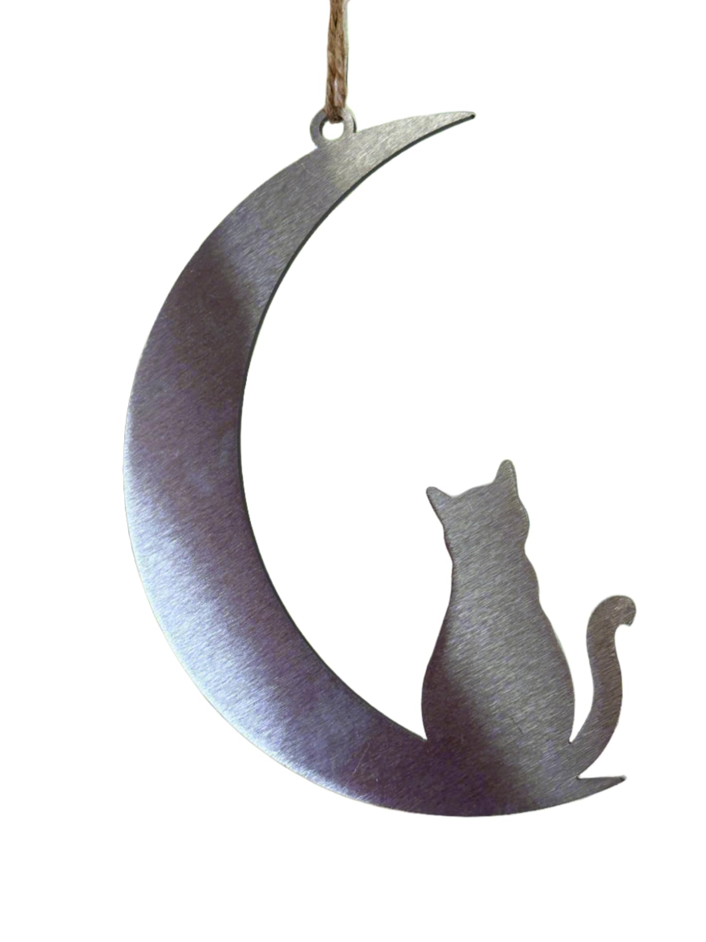 Cat Silhouette Memorial Moon Ornament Steel Hanging Gift for Cat Lovers