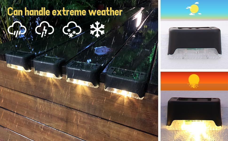 Image of Solar Deck Lights | Waterproof LED Outdoor | Solar Lights for Deck, Stair Railing, Wall, Garden, Patio, and Balcony Decor