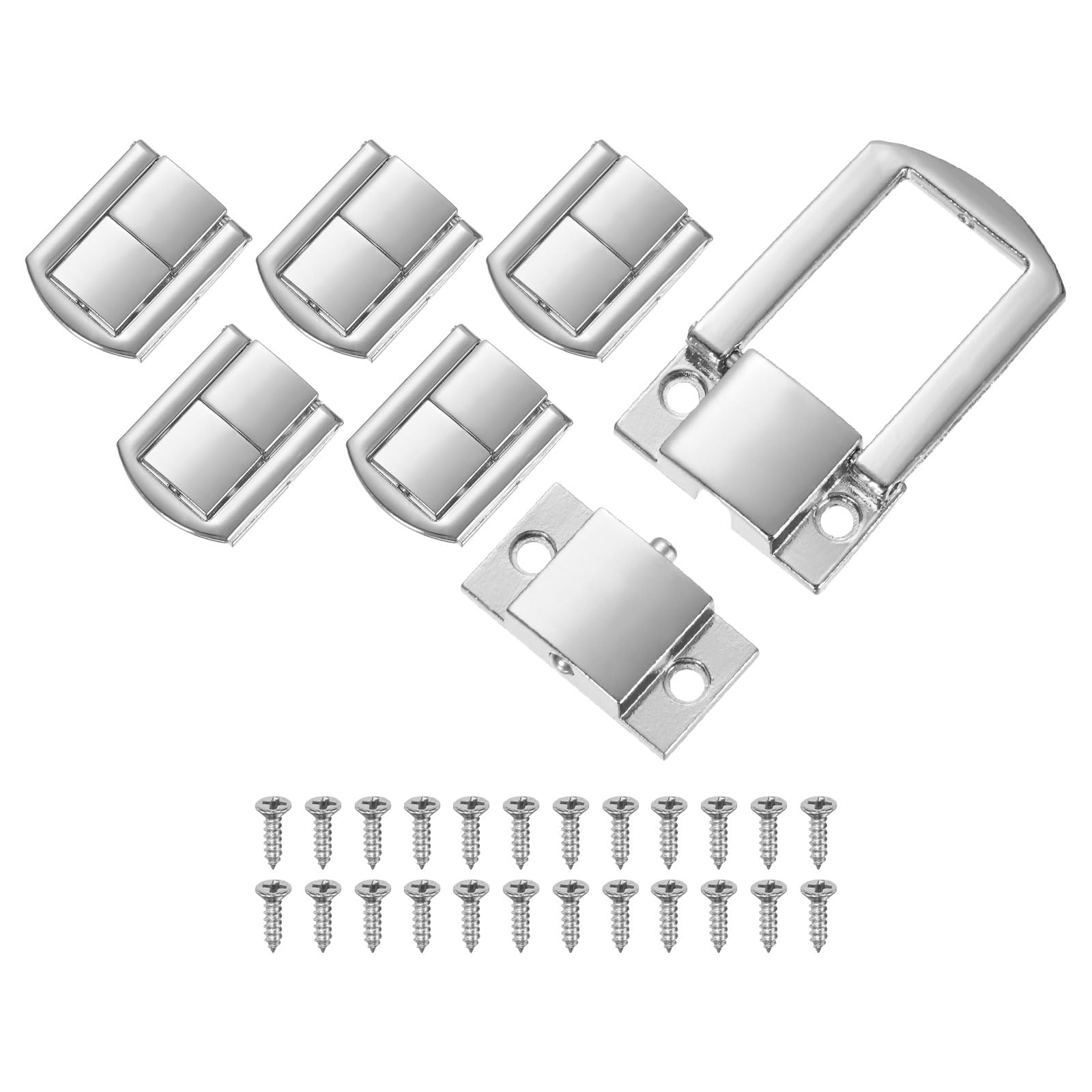 M METERXITY 6 Pack Toggle Catch Lock, 1.18 x 1 in Metal Hasp Latches Decorative Clasp with Screws for Jewelry Case/Wooden Boxes/Suitcase, Retro Style Clasp [Chrome Silver]