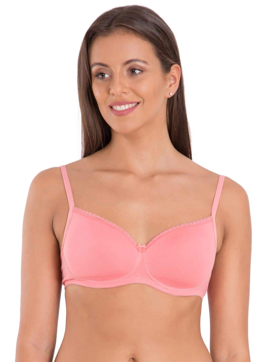 Jockey 1723 Women Super Combed Cotton Elastane T-Shirt Bra| Wirefree | Padded | Medium Coverage | Lace Styling with Adjustable Straps | Fabric