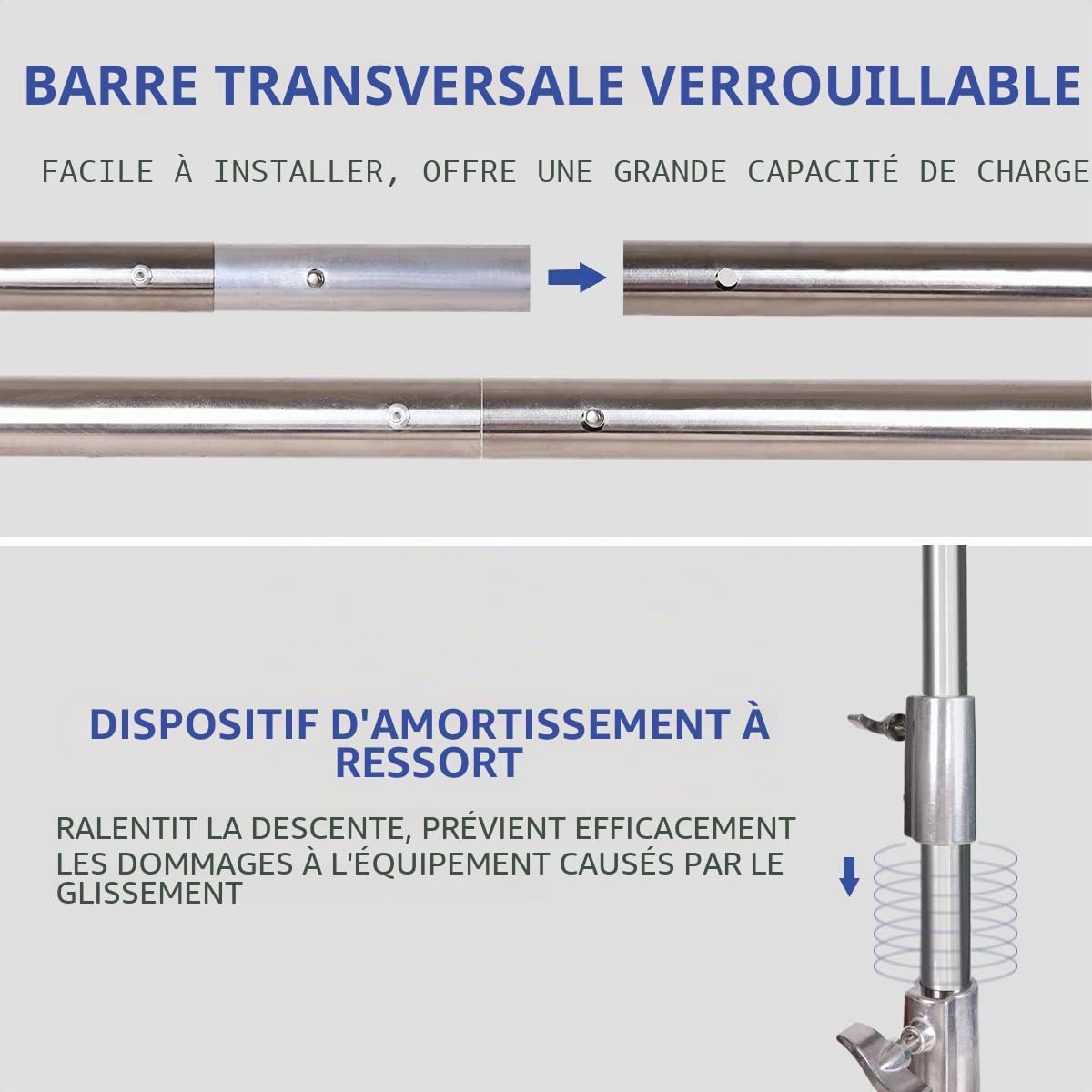 Support de toile de fond robuste en acier inoxydable de 2,6 x 3 m