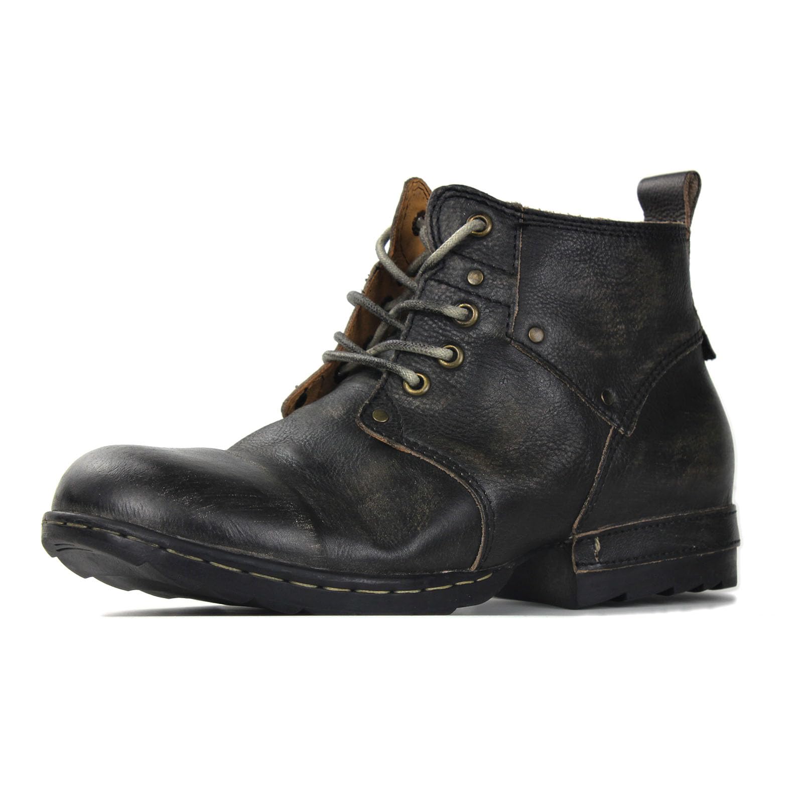 Uomo Grippy Black Iron Piece Toe-tipped Design Chukka Boots Lace-up Motorcycle Casual Leather Dress Ankle Boot for Men Fashion 6015-3-A-R