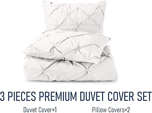 Miniatura 3 de Juego de edredón plisado decorativo, 100% algodón egipcio, 3 piezas, 600 hilos, funda de edredón para todas las estaciones, funda de edredón con