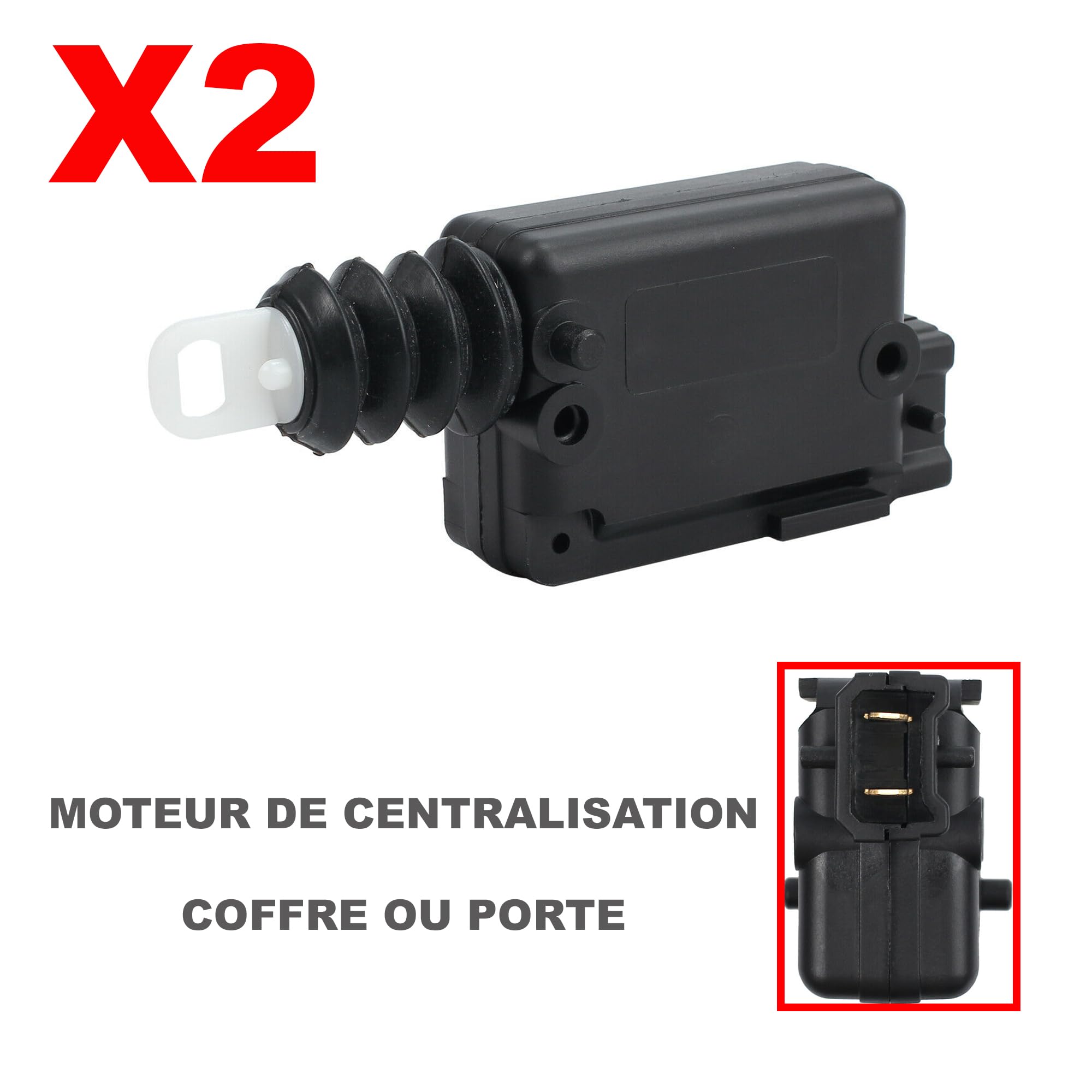 Partsline (Lot de 2) Moteur de Centralisation de Porte ou Coffre compatible avec DUSTER LOGAN SANDERO R19 R21 R25 CLIO 1 2 ESPACE 1 2 3 KANGOO MASTER 2 SCENIC TRAFIC TWINGO - 6025001797 7701039565