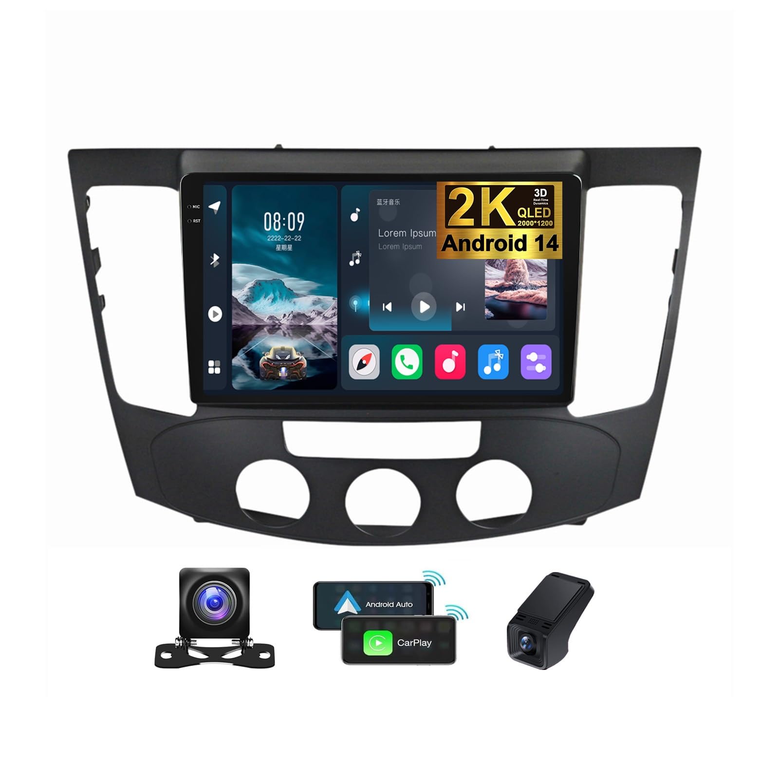 Carplay Android Auto para Hyundai Sonata NF 2008-2010 con mandos al volante SWC 7