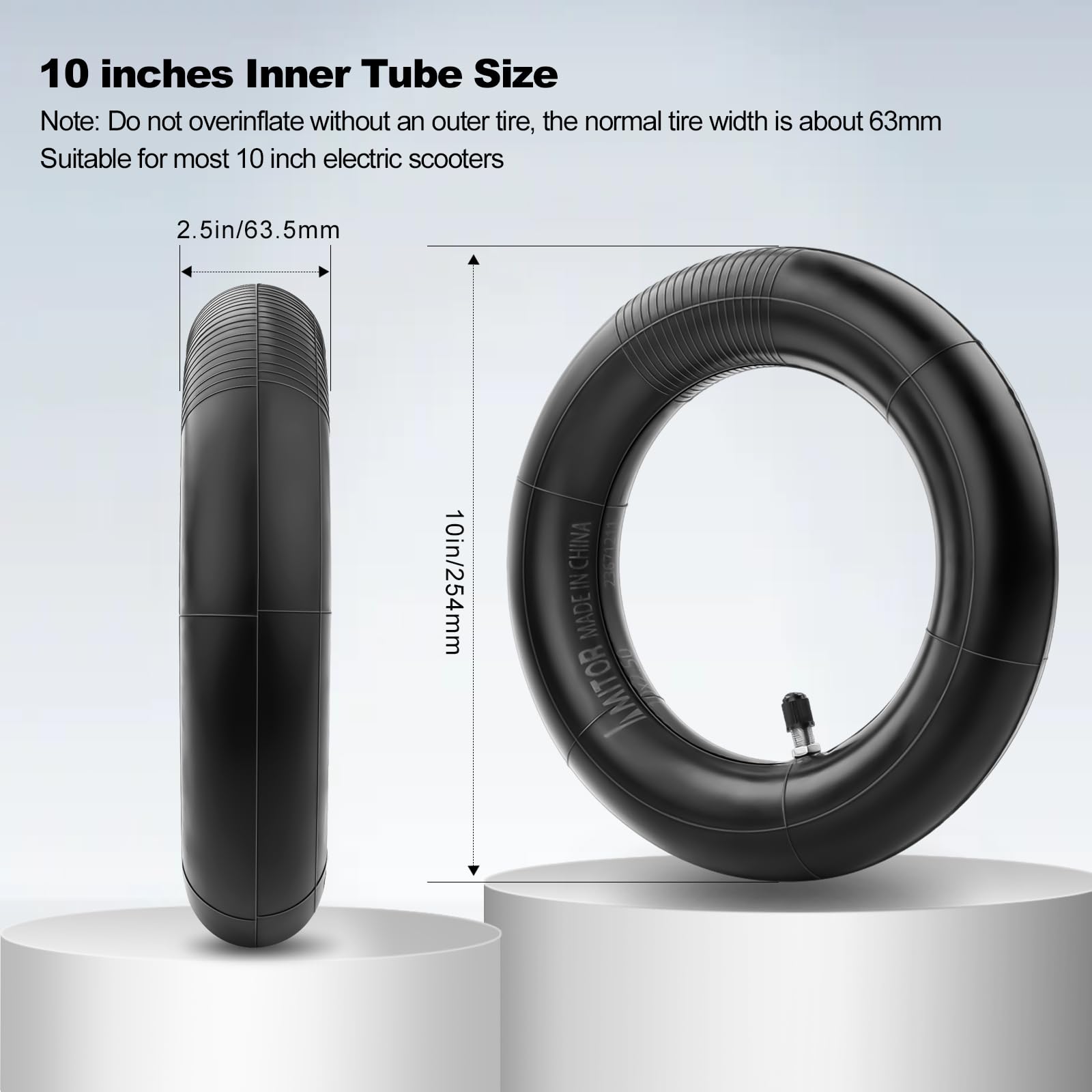 Camera D'aria Per Monopattino Elettrico 10x2.50 - Ispessita, Valvola Dritta, Per Ninebot MAX, Kugoo M4, Soflow - Foto 7