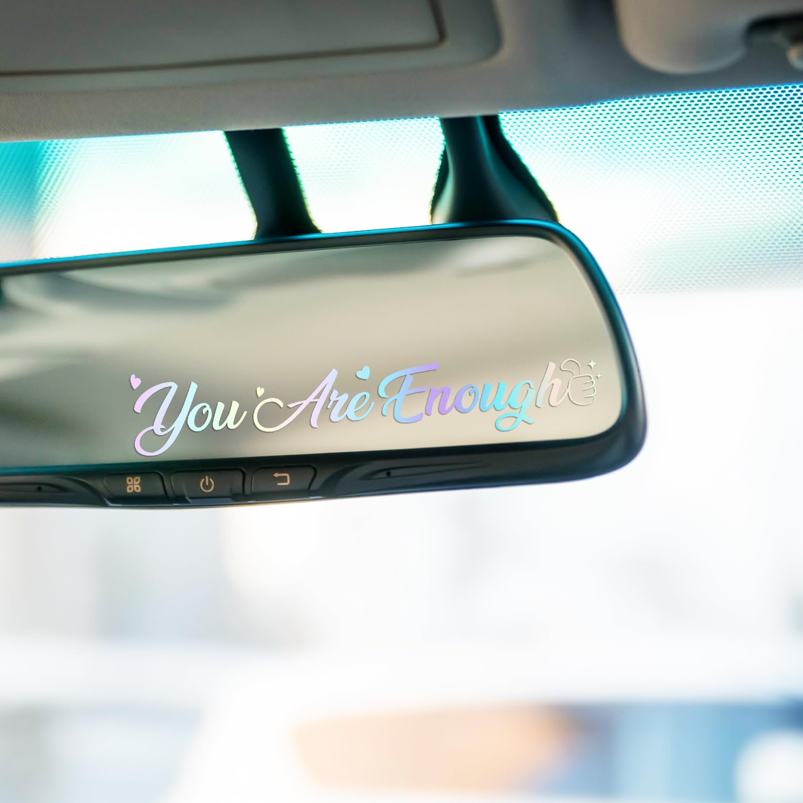 3 x You are Enough Rearview Mirror Decals, Personalized Auto Window Stickers,Vehicles Rear View Mirrors Self Affirmations Decal- Multi-Colors Cute Funny Car Accessories Gifts for Women Girl(Laser)
