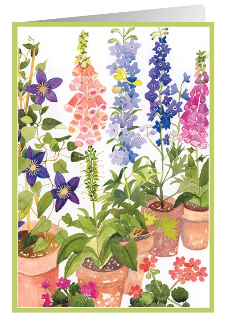 Caspari Birthday Cards - Potted Flowers - Single Birthday Card With Envelope, 1 EA