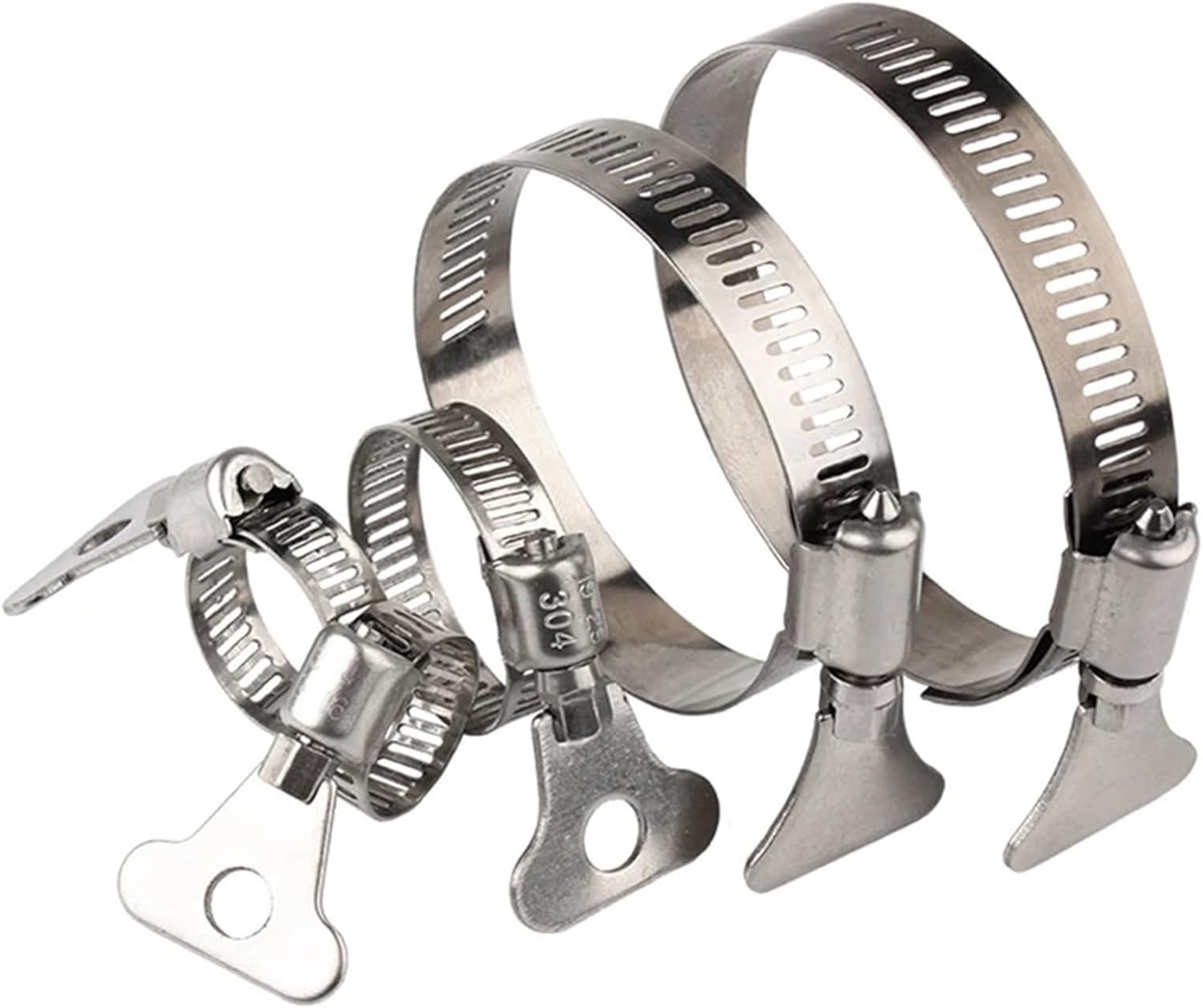 Adjustable Buckle Hose Clamps with Handle, 304 Stainless Steel Pipe Fixing Tool 10-Pack(65-89mm 10pcs)