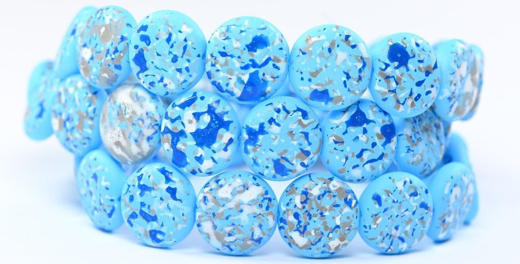 45 pcs Flat Round Coin Pressed Glass Beads, White 34302 (02010-34302), 15 x 5 mm, Glass, Czech Republic