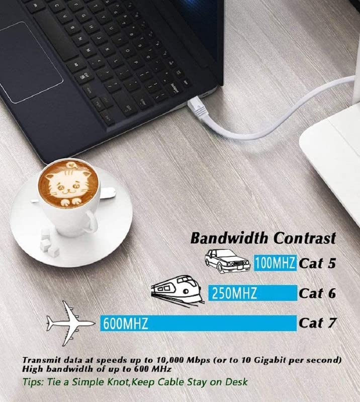 Image of FEDUS Cat7 Ethernet Cable, Pure Copper Flat RJ45 LAN Cable Cable 10 Gigabit 600MHZ Patch Network Cable Internet Cable RJ45 Wire Cord to Computer for Gaming, Modem, Router, LAN ADSL (30-METER.)