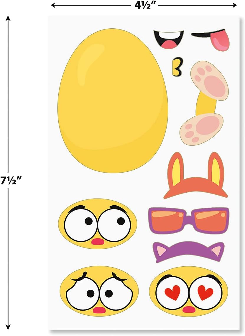 Build-Your-Own-Easter Egg Sticker Sheets, Makes 12 Eggs, Kids Classroom Activities, Party Favors, 132 Stickers, 12 Colorful 4 1/2 x 7 1/2 Inch Sheets, by Current