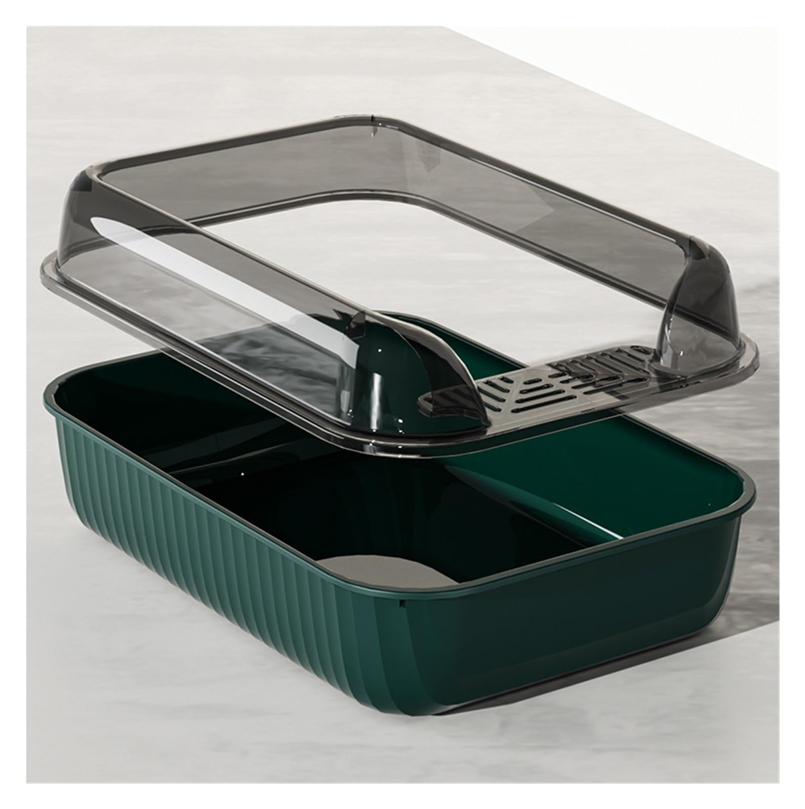 arenero Gatos Caja de Arena semicerrada for Gatos con Cuchara, Bandeja de Arena extraíble Grande, Lado Alto, antisalpicaduras, fácil de Limpiar Grande(BLU)