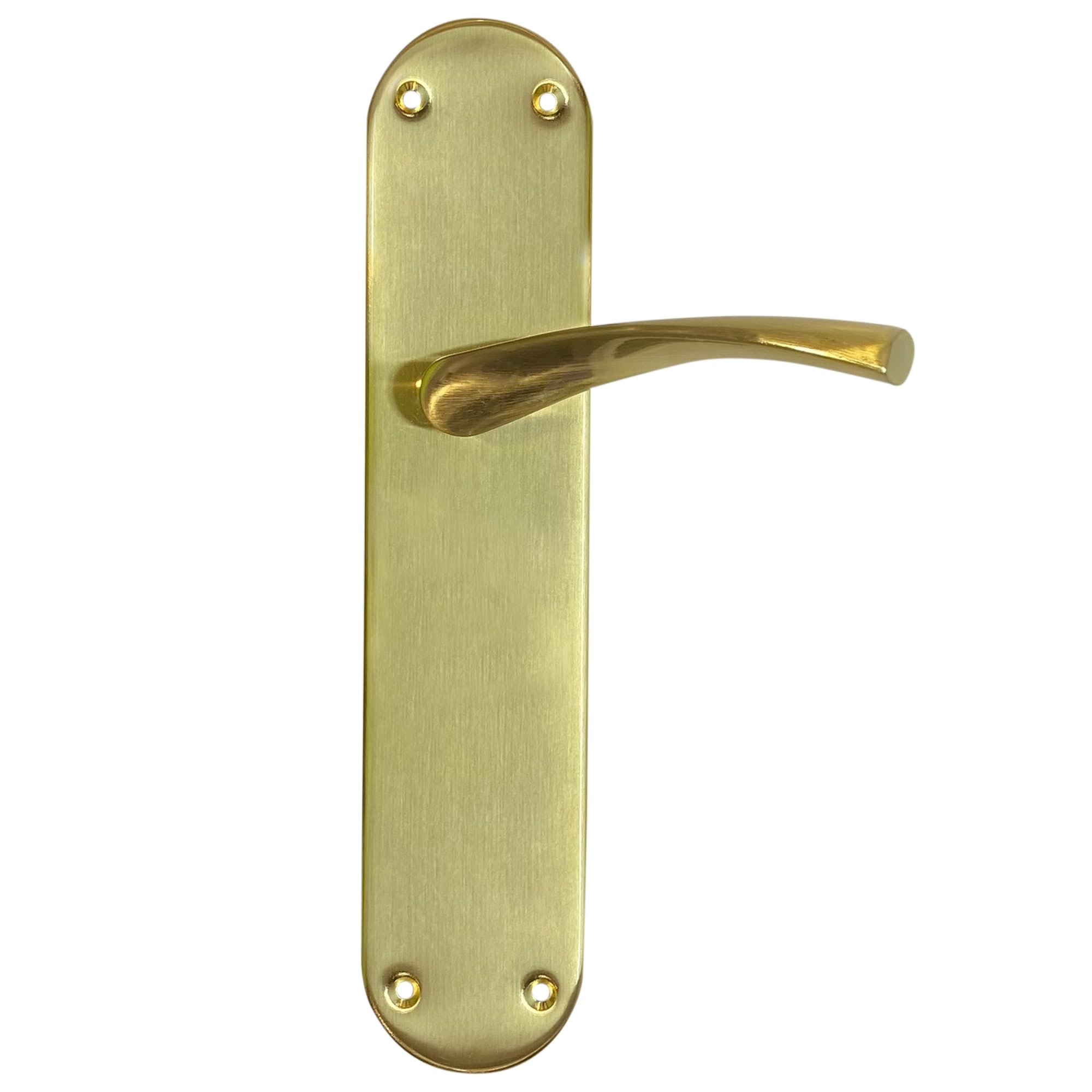 Micel Gold - 07078 Door Handle Set With Wide Steel Plate And Aluminium Handle, Satin Brass Finish, 280 X 145 X 70 Mm