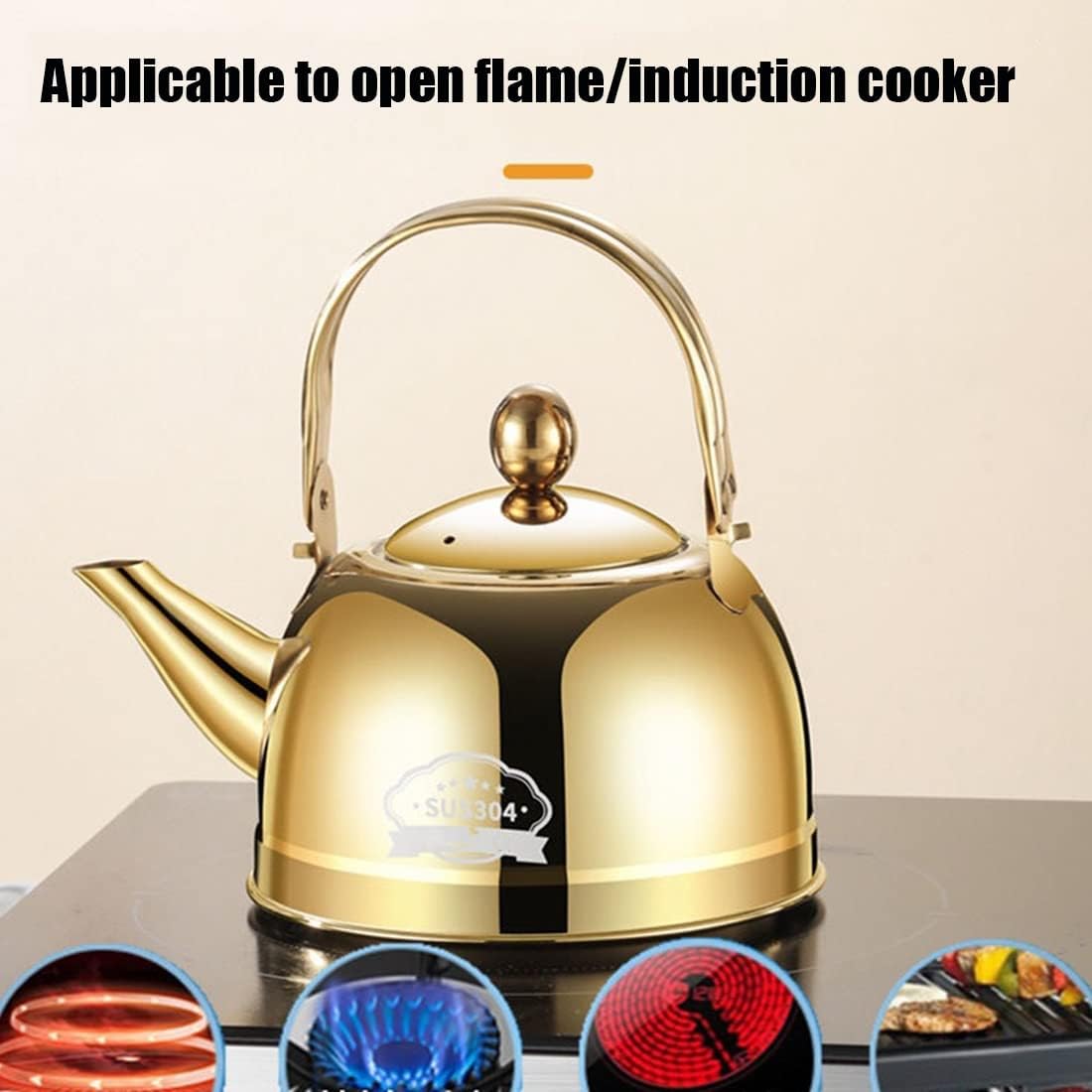 Tea Kettle with Infusers Camping Coffee Pot, Stainless Steel Teapot Stovetop with Filter Stylish Appearance, Suitable for Restaurant Office(OneColor,1.2L)