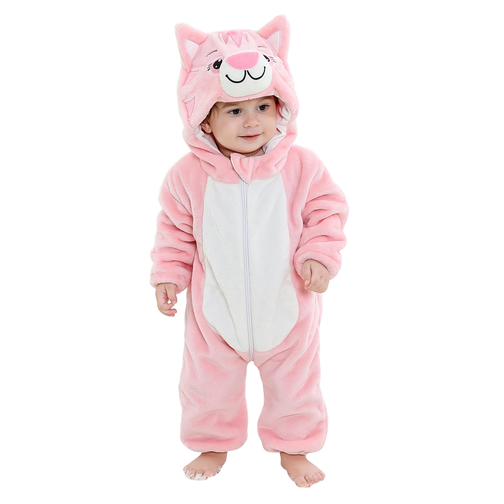Pagliaccetto Neonato Invernale Costume Neonato, Flanella Unicorno Dinosauro Costume Neonata Sacco Nanna con Cappuccio Animale Tuta Neve Tutone Pile Bambino 0-36 Mesi