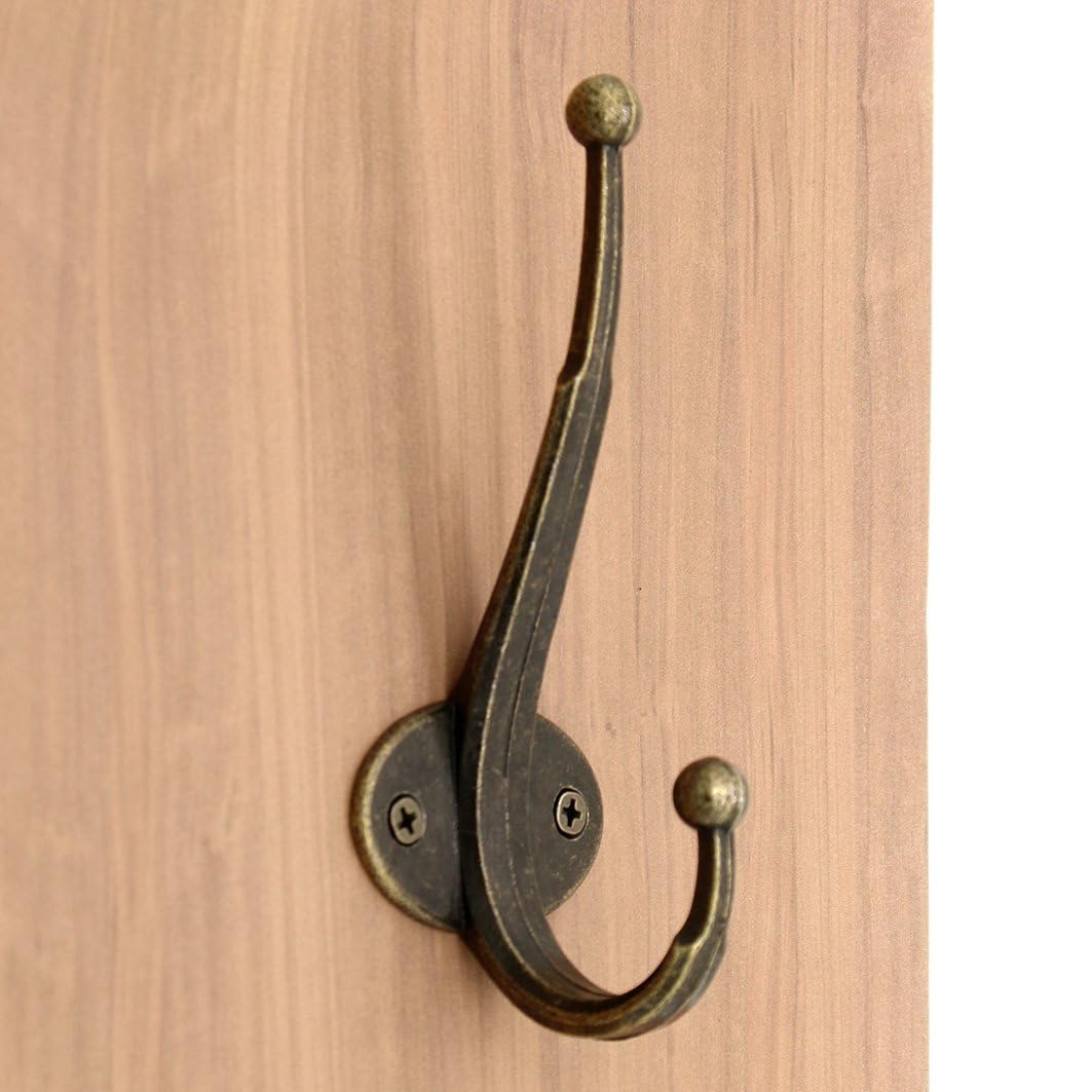 LXZ 4 PCs Antique Brass Wall Mounted Hooks - Wall Hooks - Hat Hangers Robe Hooks, Height 4.8-in (12 cm)