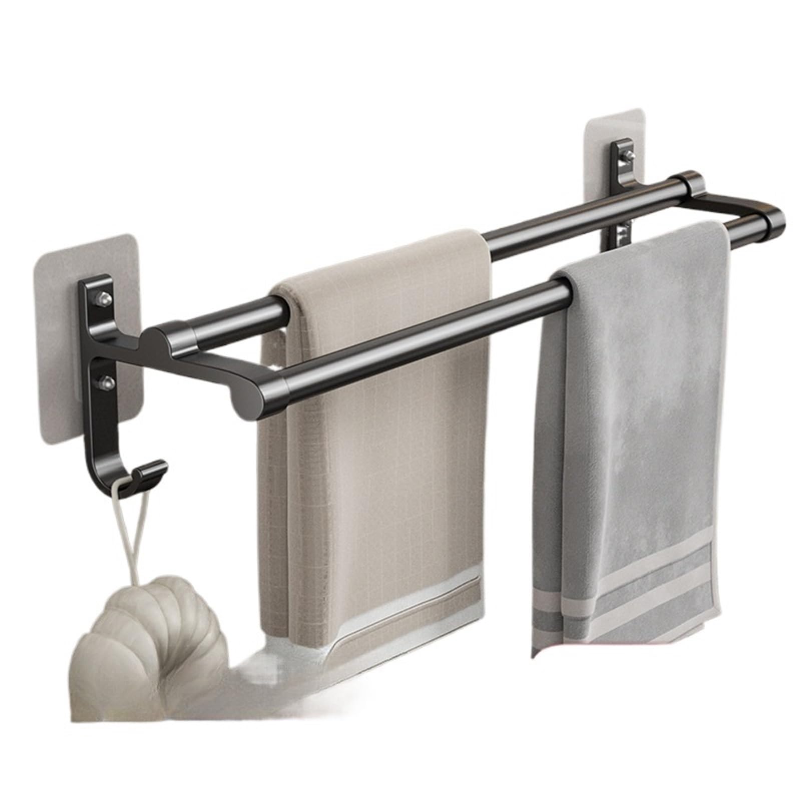 Aluminum Towel Bar No-Drill Wall Mounted Bathroom Rack