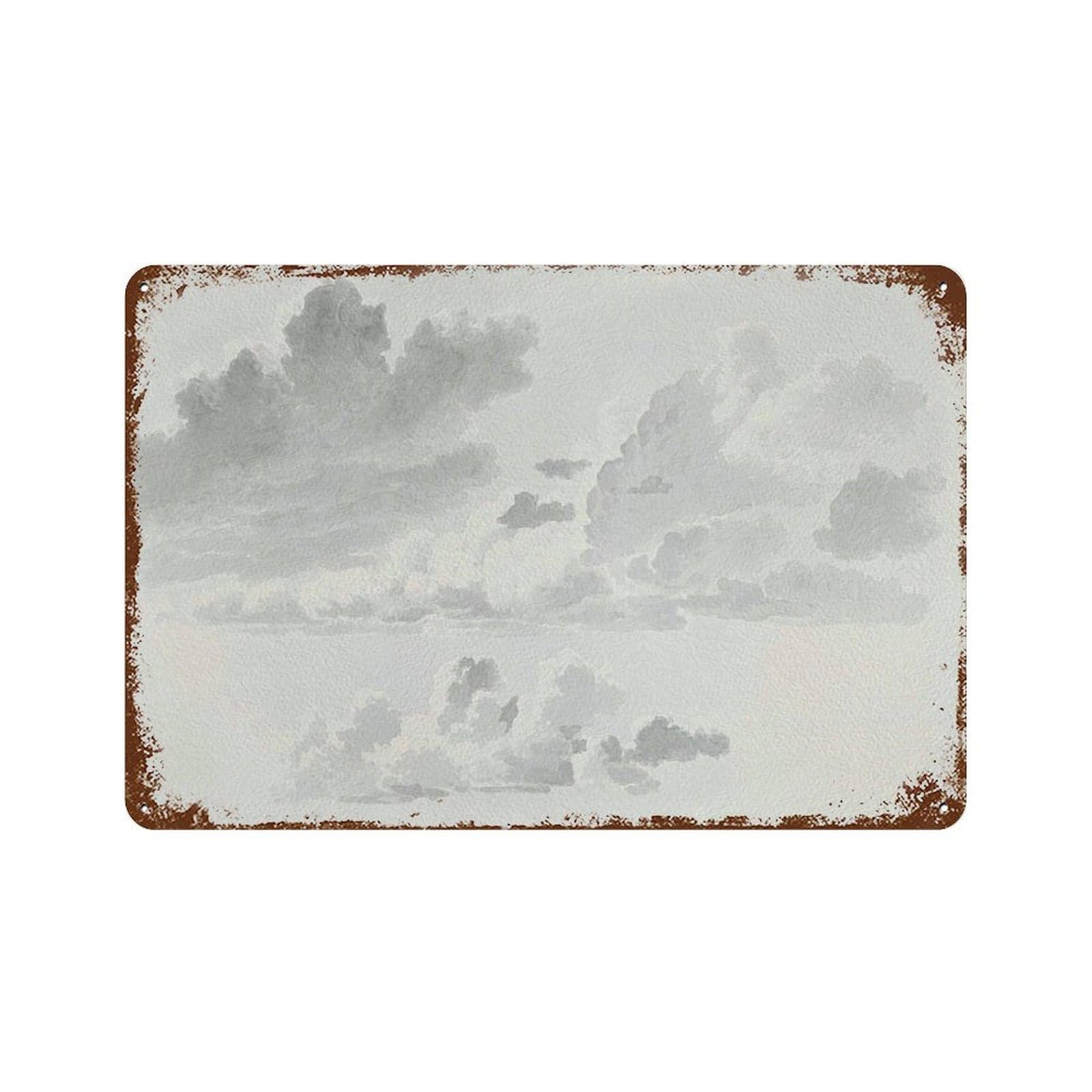 xiaoxiaoshen Vintage Cloud Painting Japanese Sky, Country Nursery Watercolor Wall Decor Art Metal Tin Poster Modern Home Decor Art Home Bar Shop Decorations Vintage Sign 20x30cm