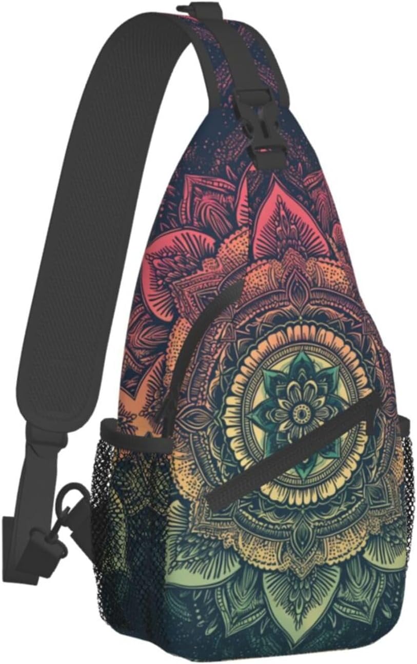 Mandala Sling Backpack Chest Bag Crossbody Shoulder Bag Gym Cycling Travel Hiking Daypack For Men Women - Image 2