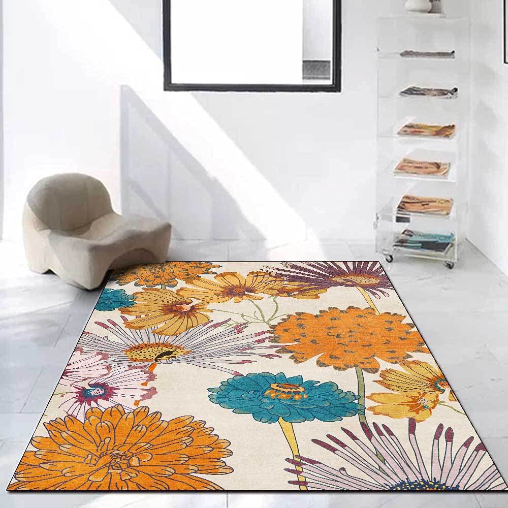 Tapis de cuisine antidérapant et lavable à motif fleurs rétro 160x230