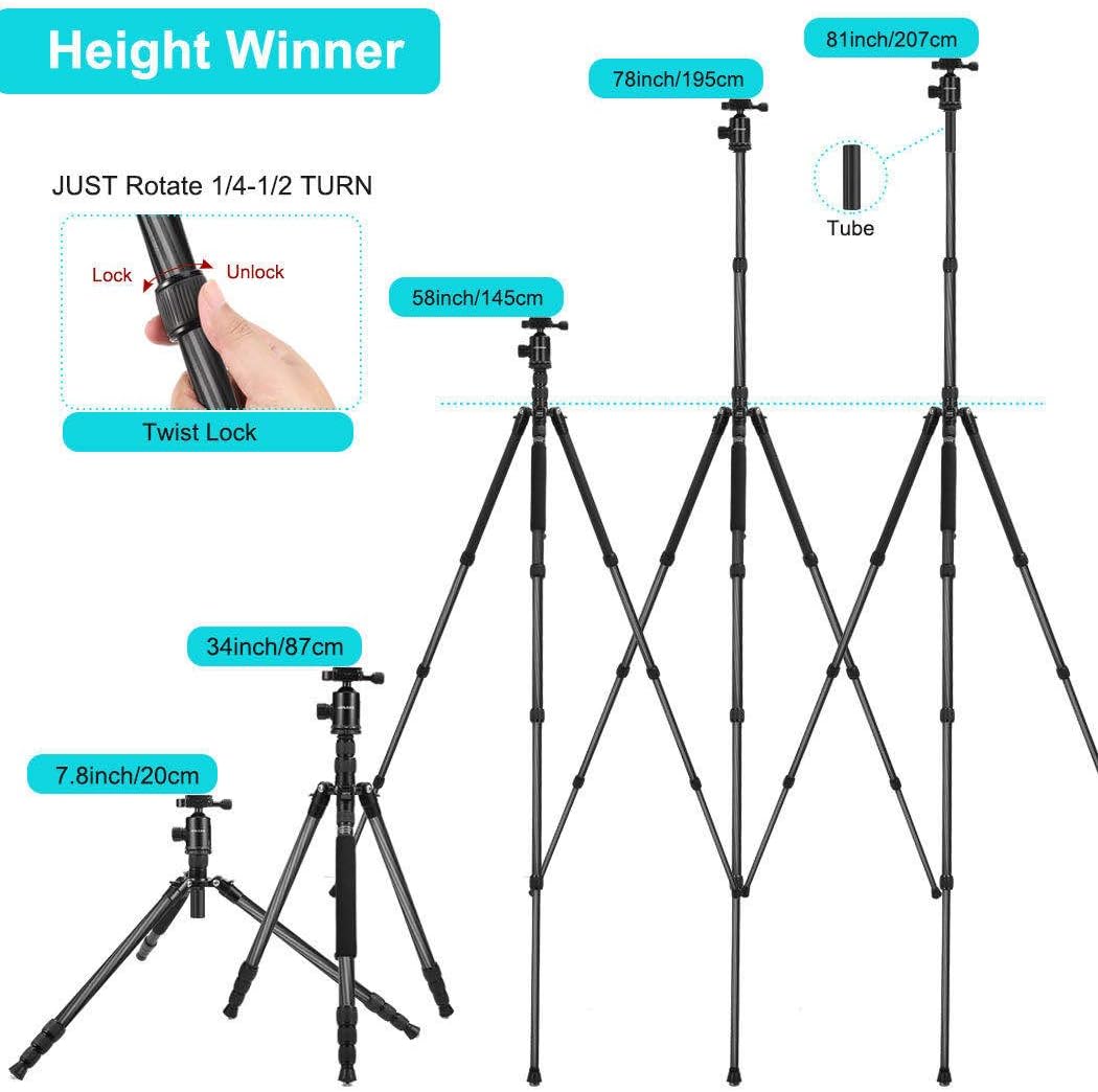 Discount 70% JOILCAN 81 Camera Tripod,Professional Tripod Monopod with 360 Degree Ball Head and Carrying Case for Travel and Work Load up to 35Ibs
